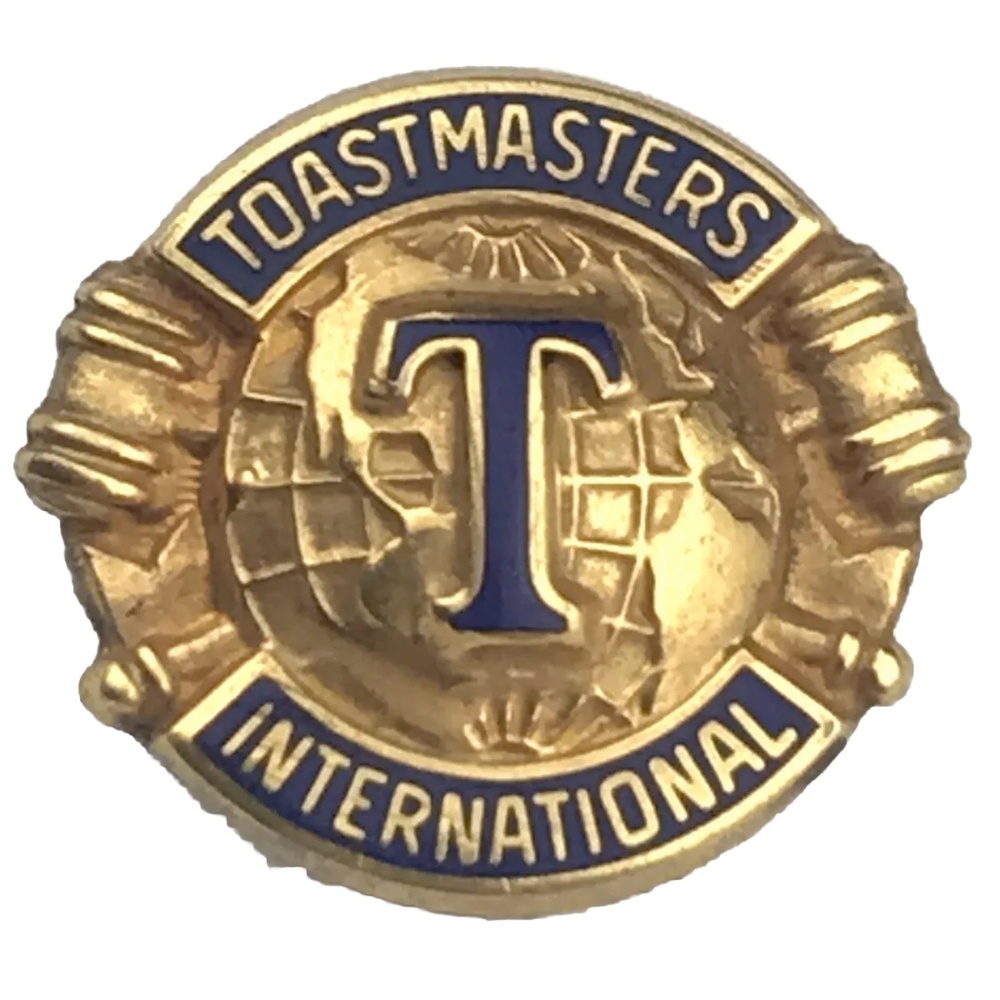 Vintage Toastmasters 1/10 10K GF Lapel Pin Marked B Canada Blue Enamel Badge